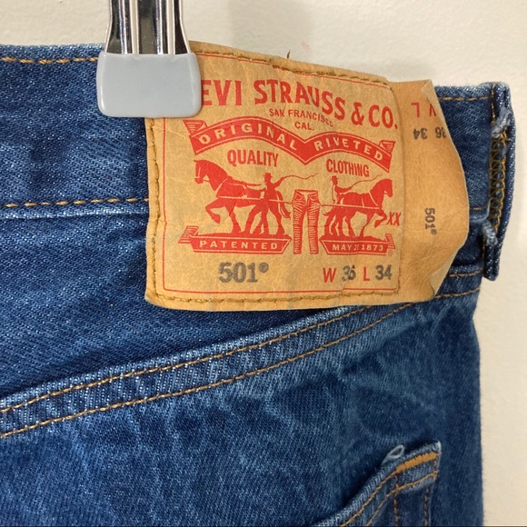 Levi’s Mens 36 34 button fly straight blue - Picture 6 of 10